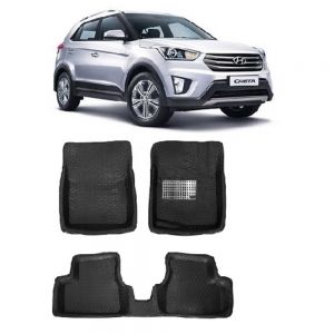 4.5D Car Floor Foot Tray Mats for Creta Old  - Black